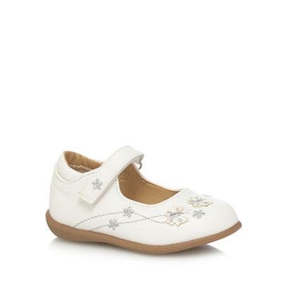 Girls' white applique flexi-sole shoes